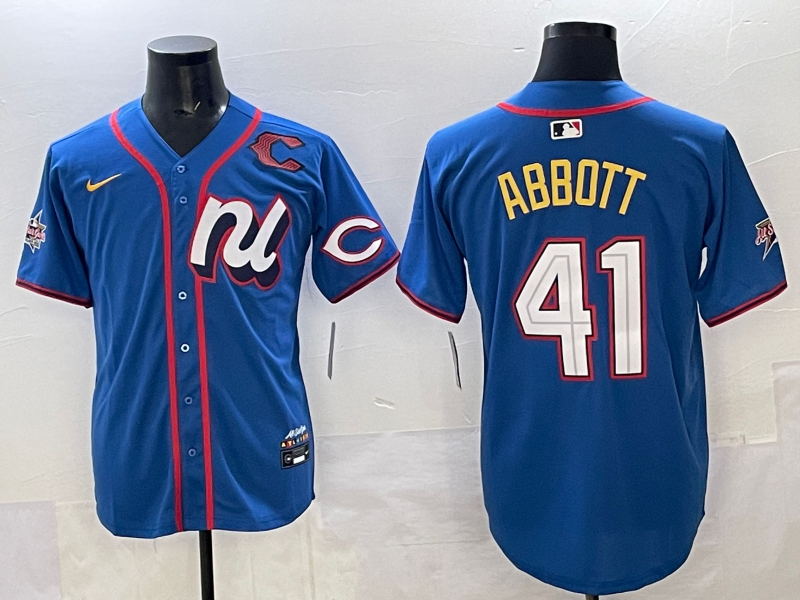 Men 2025 Cincinnati Reds #41 Abbott blue Nike MLB All Star jersey style 3